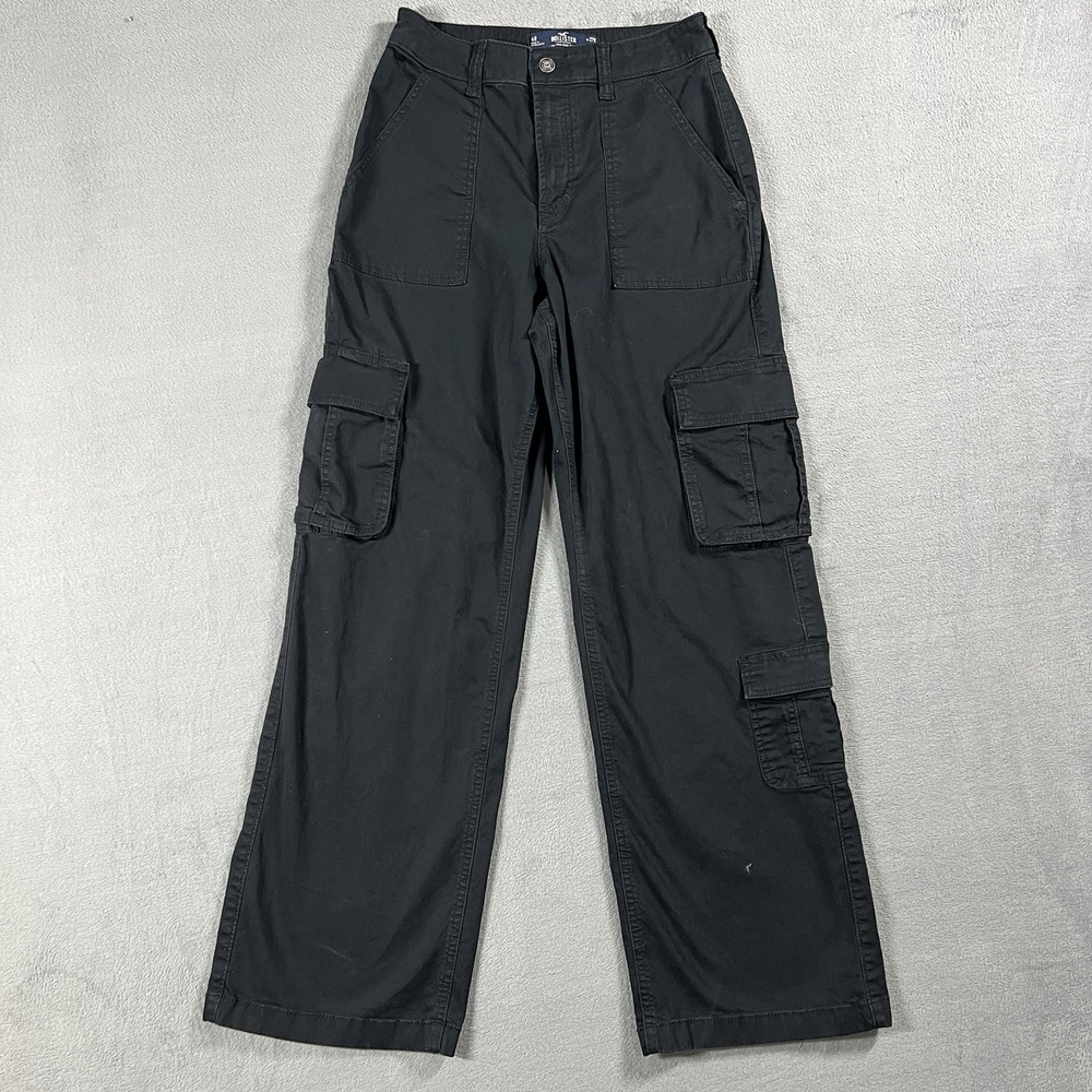 American Eagle Pants Womens 4 Black Baggy Cargo Wide Leg Ultra High Rise Stretch